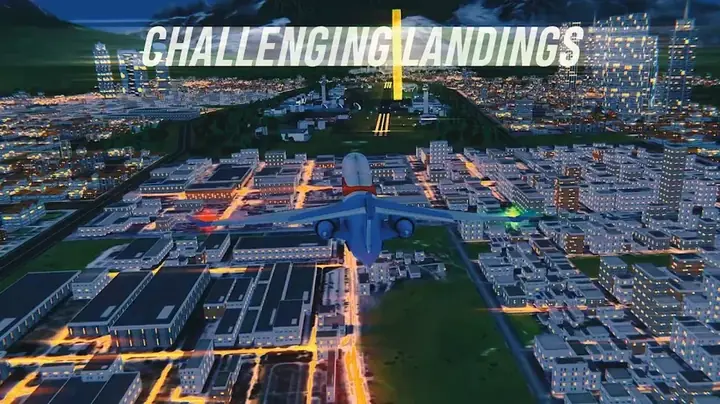 Avvicinamento notturno a una città illuminata nel Simulatore di Volo Aereo EVO